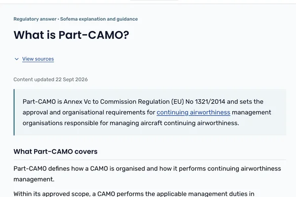 A Knowledge Hub answer titled What is Part-CAMO, open in a panel beside the search results.